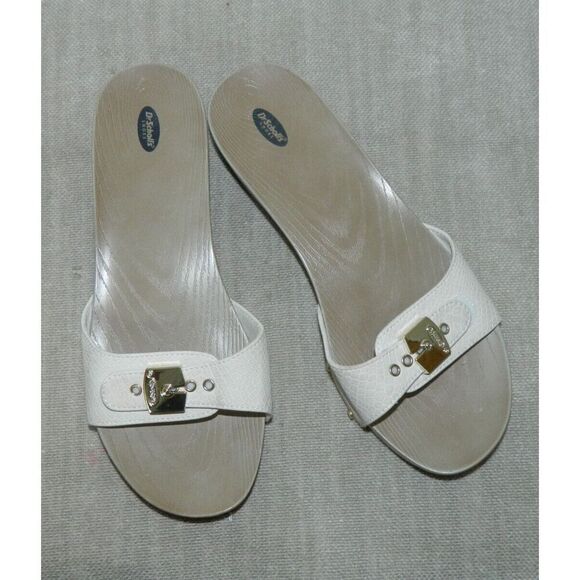 Dr.  Scholls Sandals Shoes Size 10 White Snakeskin‎ Classics Clogs Made In Italy - Picture 1 of 6